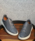ZEGNA Triple Stitch™ Leather Sneakers – Slate Grey