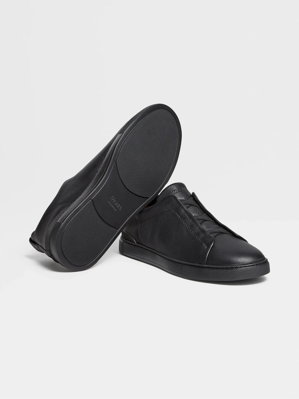 Zegna Triple Stitch Slip-On Sneaker black