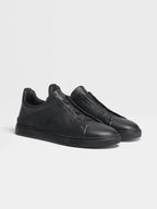 Zegna Triple Stitch Slip-On Sneaker black
