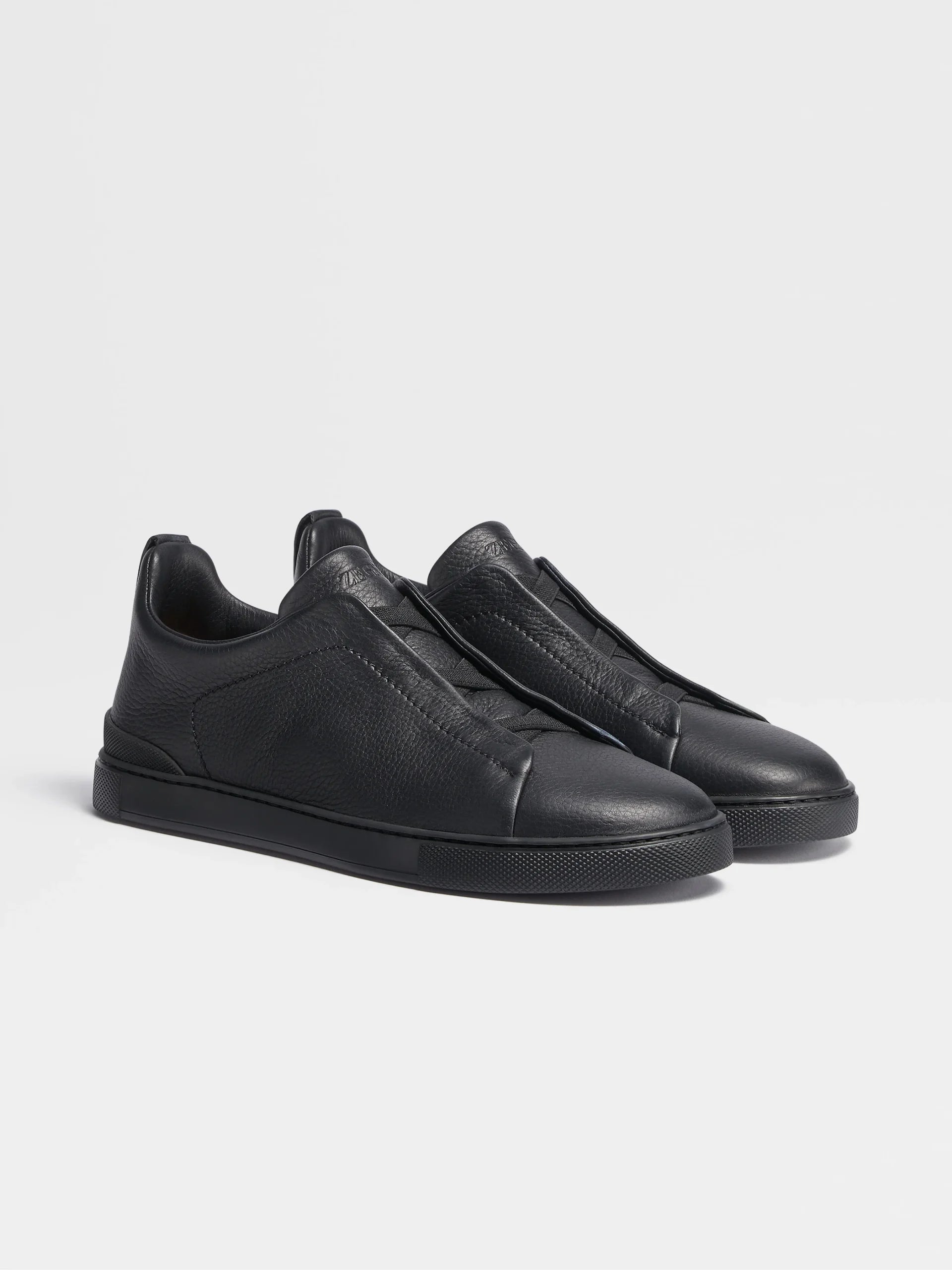 Zegna Triple Stitch Slip-On Sneaker black