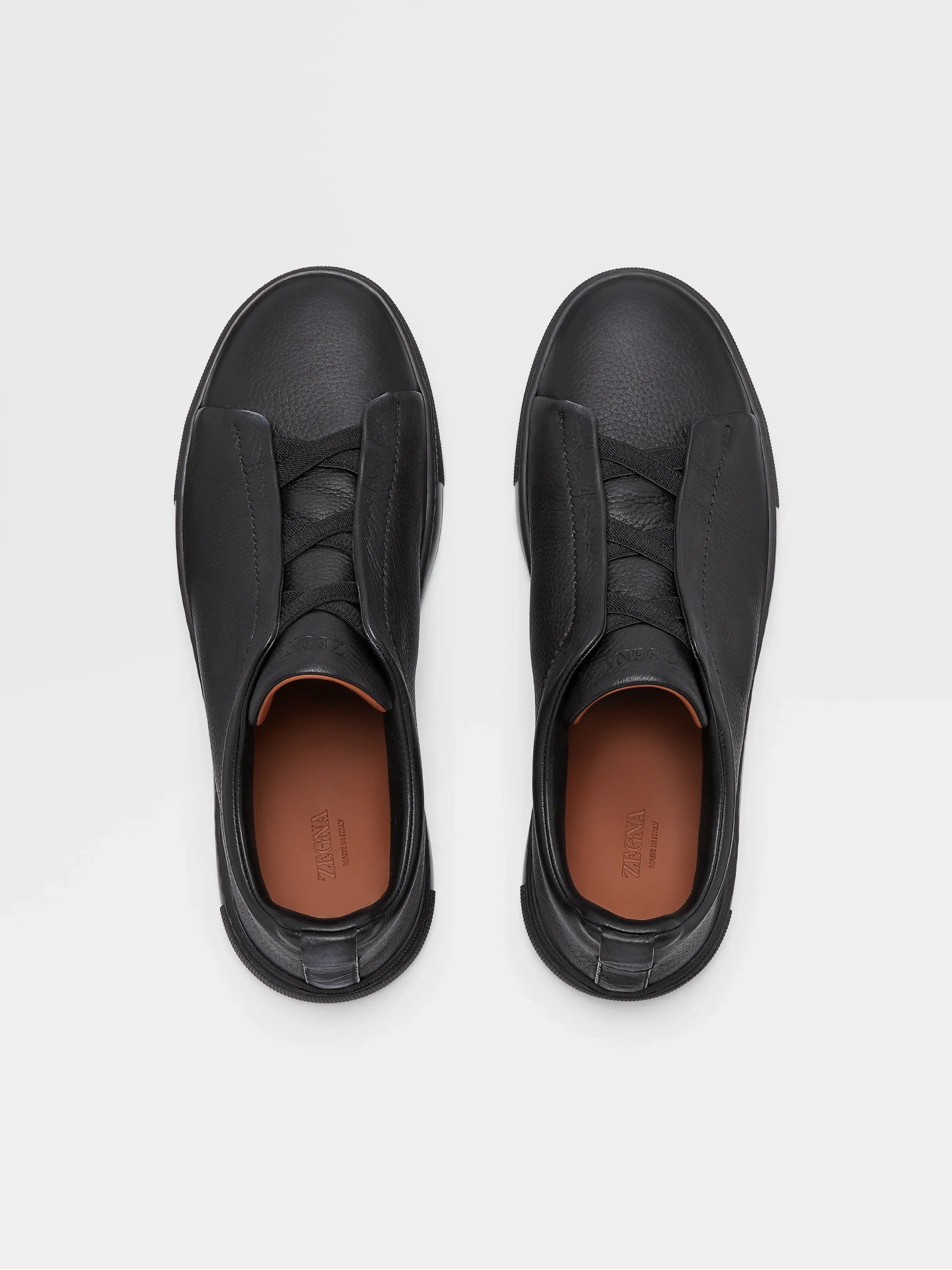 Zegna Triple Stitch Slip-On Sneaker black