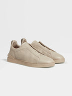 ZEGNA Beige Deerskin Triple Stitch™ Sneakers