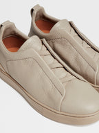 ZEGNA Beige Deerskin Triple Stitch™ Sneakers