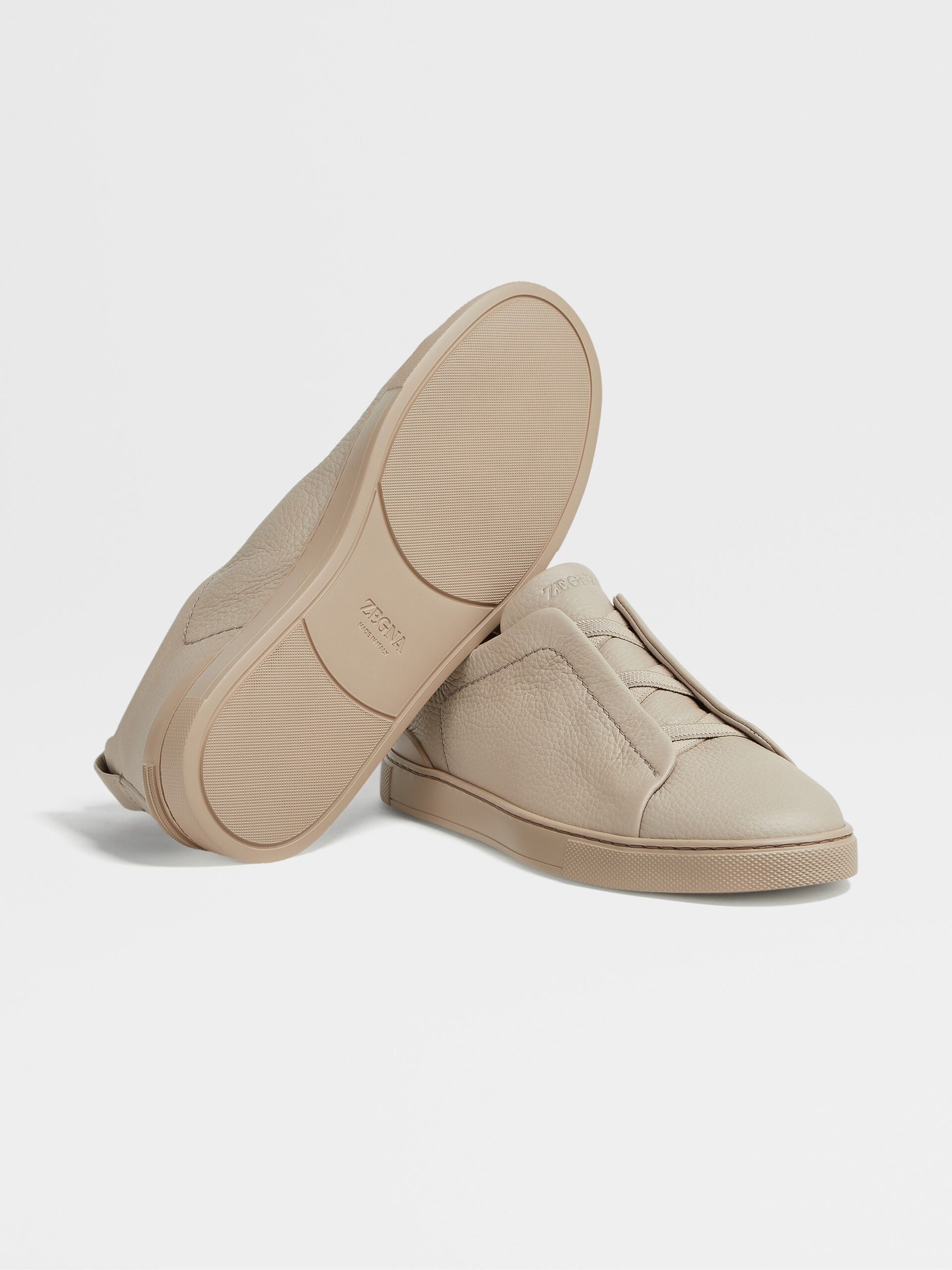 ZEGNA Beige Deerskin Triple Stitch™ Sneakers