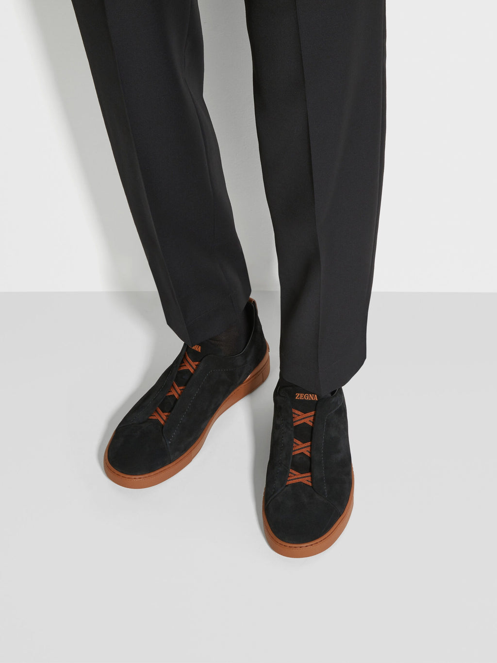 ZEGNA Black Suede Triple Stitch™ Sneakers