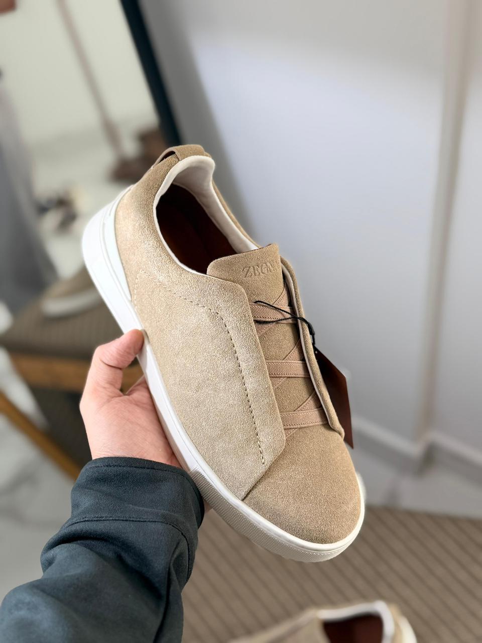 Zegna TerraFlex Suede Slip-On Sneakers – Desert Sand Edition