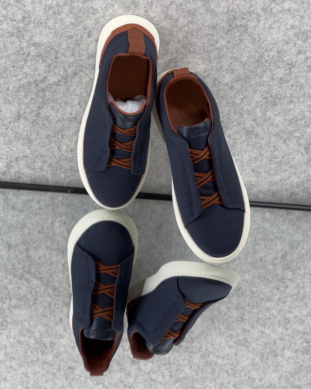 Zegna Navy Slip-On Sneakers