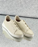 Zegna Cream Leather Slip-On Sneakers