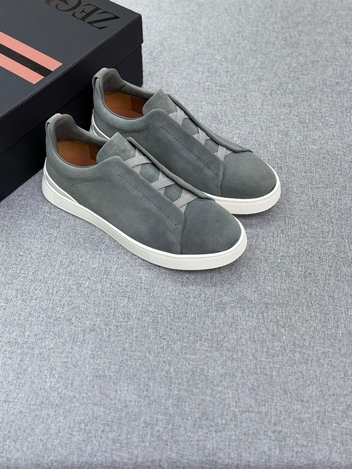 Zegna Minimal Suede Lace-Cover Sneakers