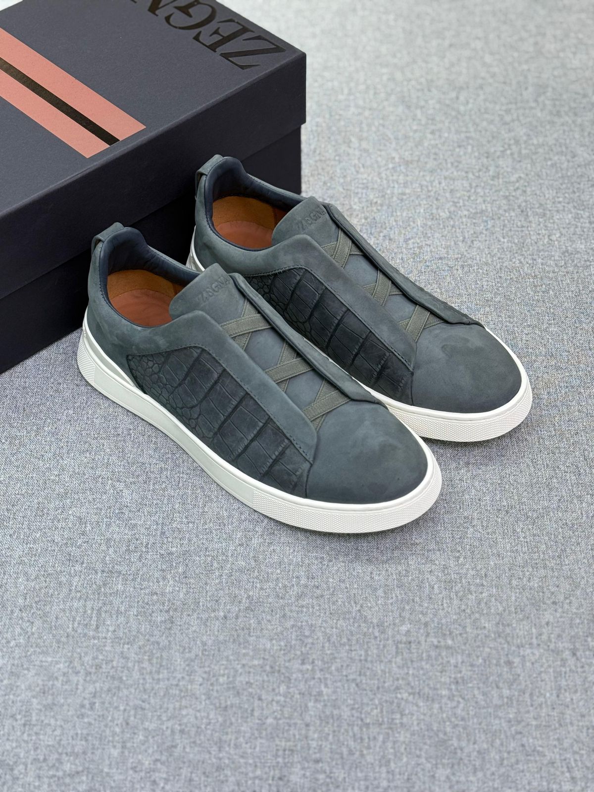 Zegna Crco-Embossed Triple Stitch™ Slip-On Sneakers