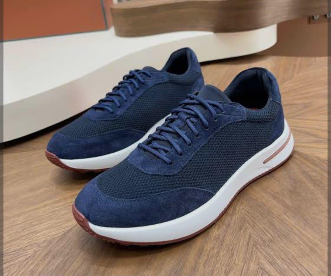 Loro piana Navy Mesh & Suede Sneakers