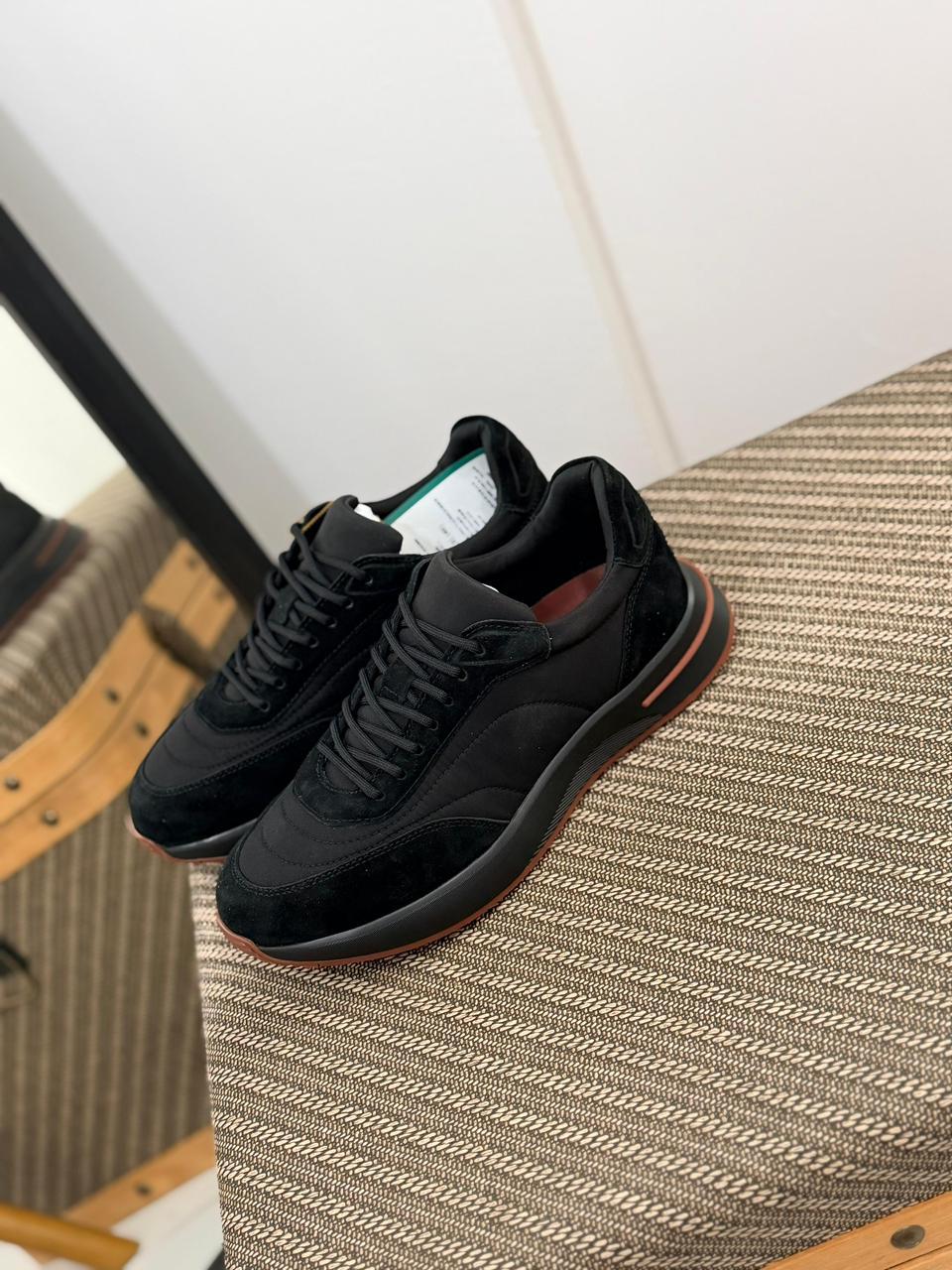 Loro piana Black Mixed-Material Sneakers