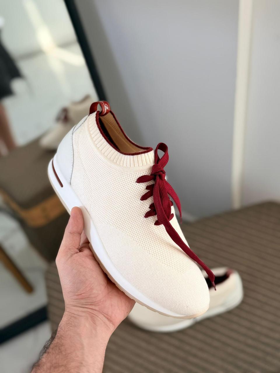 Loro piana Cream Knit Contrast Sneakers