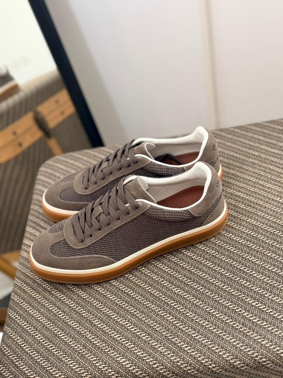 Loro piana Textured Mesh Suede Sneakers