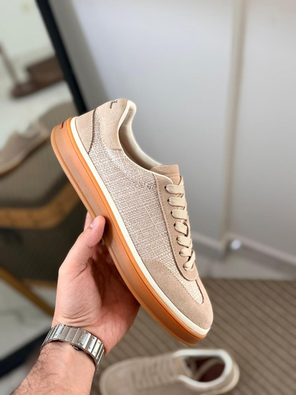 Loro piana Linen Blend Suede Sneakers