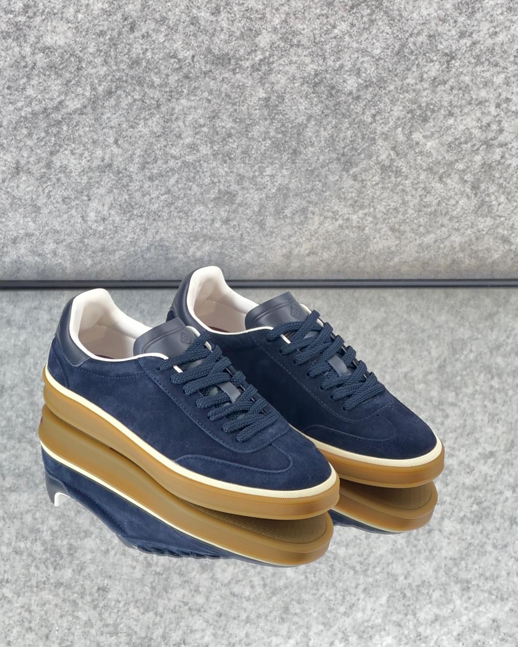 Loro piana Navy Suede Court Sneakers