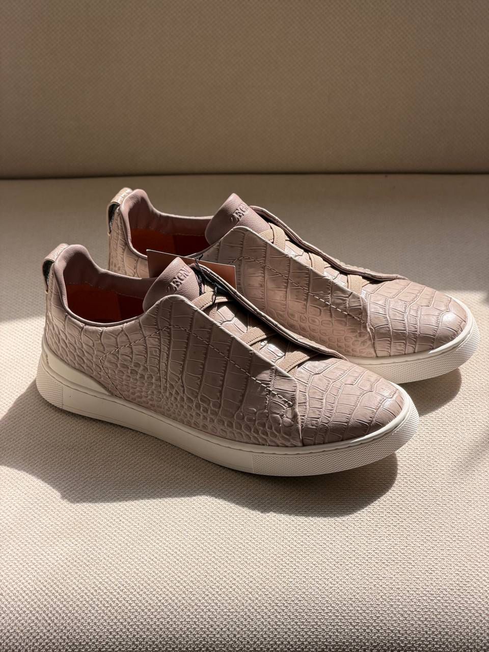 Zegna Full Croc-Embossed Leather Sneakers