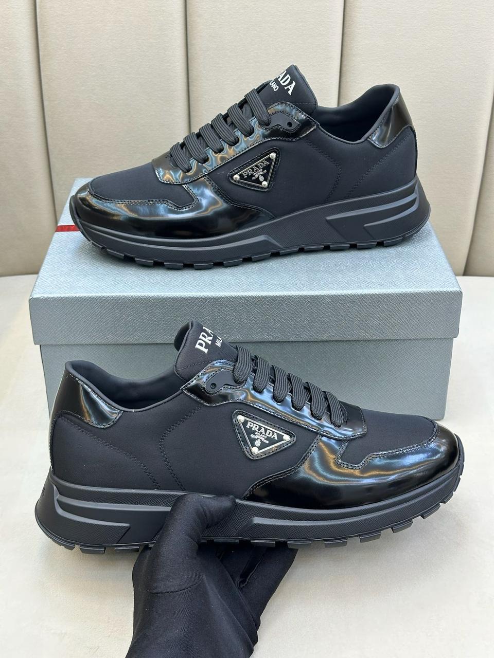 Prada Prax 01 Patent Leather and Re-Nylon Sneakers