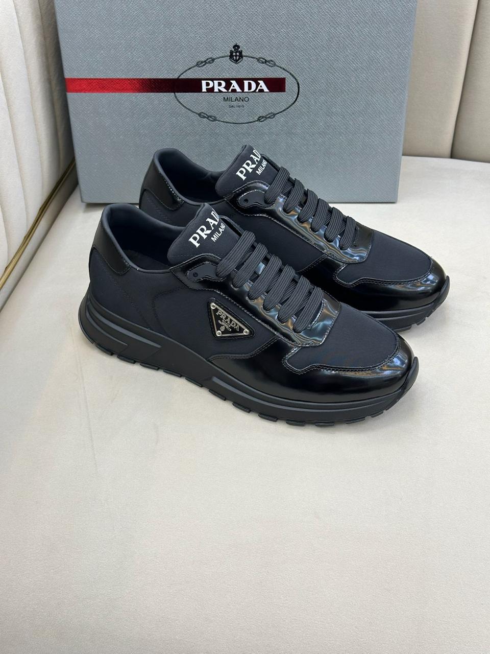 Prada Prax 01 Patent Leather and Re-Nylon Sneakers