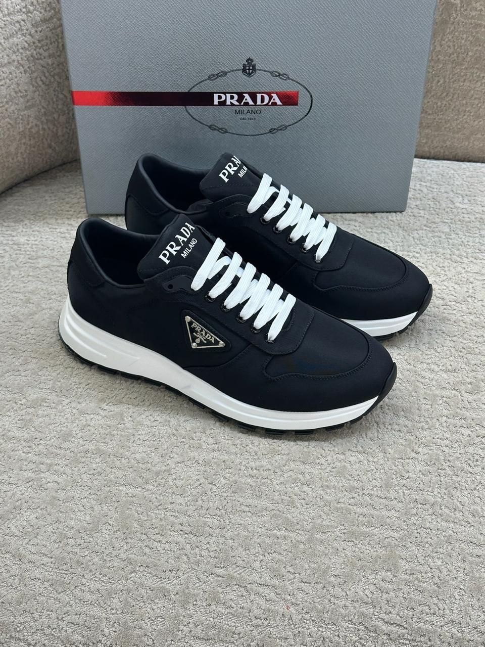 Prada Prax 01 Re-Nylon andLeather Sneakers in Black