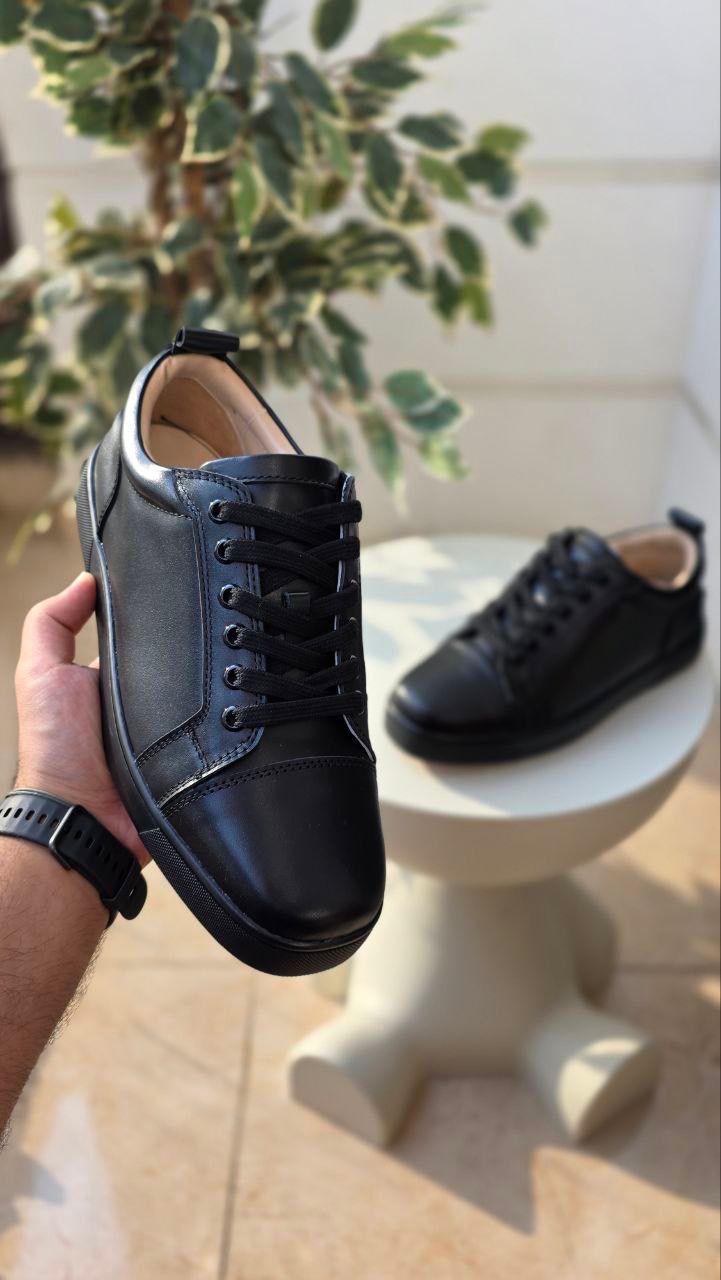Christian Louboutin Louis Junior Black Calf Leather Sneakers