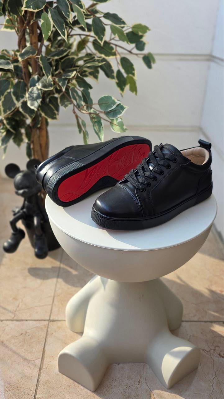 Christian Louboutin Louis Junior Black Calf Leather Sneakers