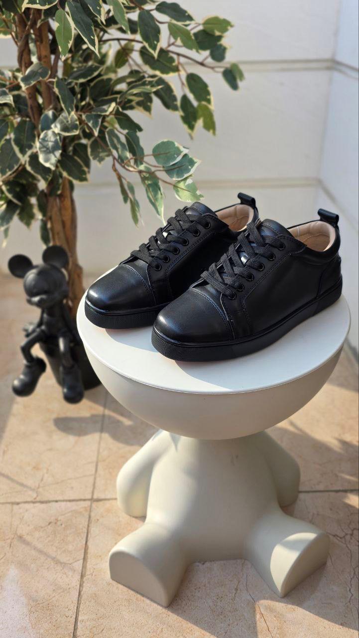 Christian Louboutin Louis Junior Black Calf Leather Sneakers