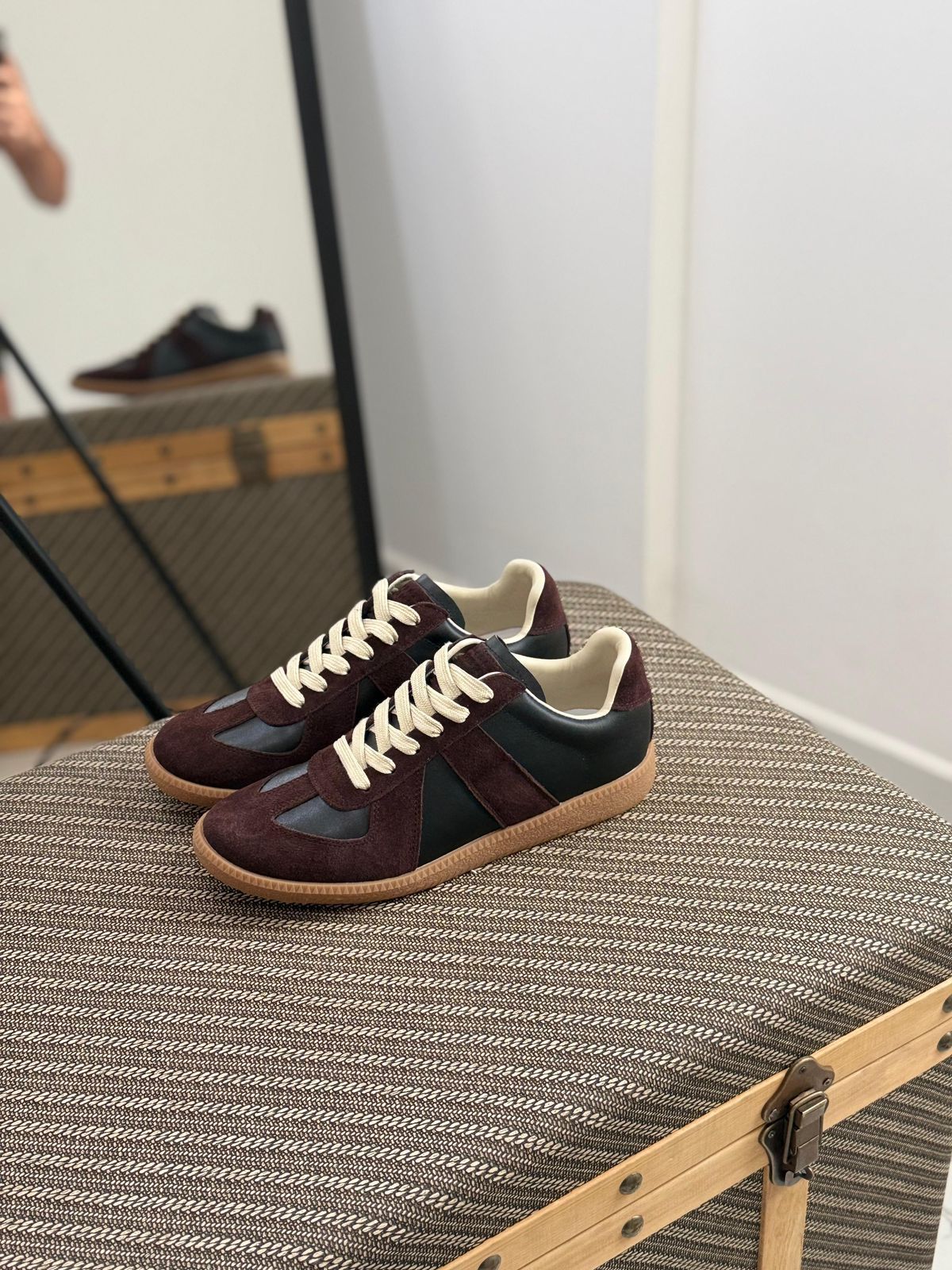 Maison Margiela Replica Low-Top Leather Sneakers (Burgundy / Dark Brown / Gum)
