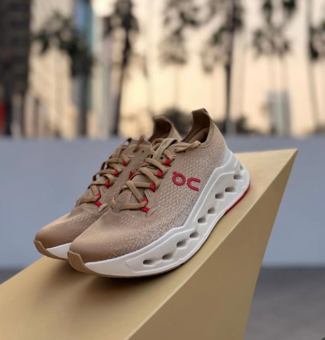 On Running Cloudtilt (Sand/Iron or Beige with Red accents)