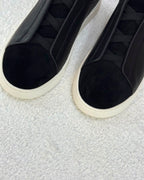 ZEGNA Triple Stitch Low-Top Sneakers (Black / Off-White)