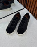 ZEGNA Triple Stitch Low-Top Sneakers (Black / Off-White)
