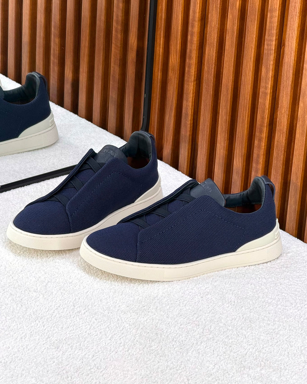 ZEGNATriple Stitch™ Knit Sneakers (Navy Blue)