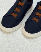 ZEGNA Triple Stitch™ Canvas Sneakers (Navy Blue & Vicuna)