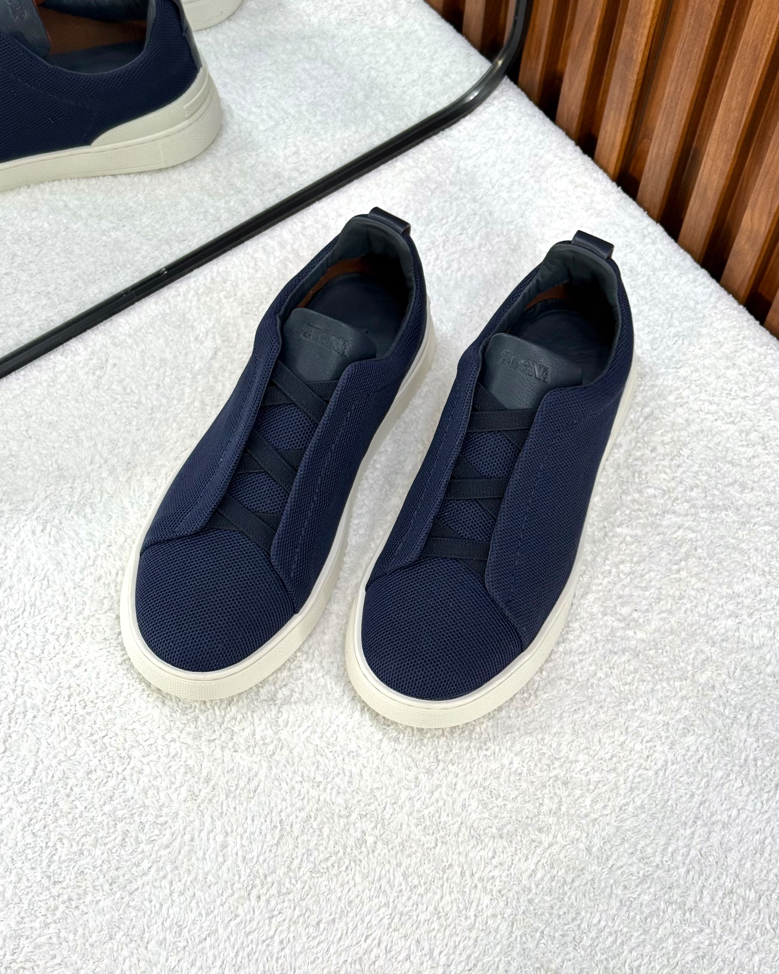 ZEGNATriple Stitch™ Knit Sneakers (Navy Blue)