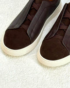 ZEGNA Triple Stitch™ Leather and Suede Sneakers (Dark Brown)
