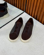 ZEGNA Triple Stitch™ Leather and Suede Sneakers (Dark Brown)