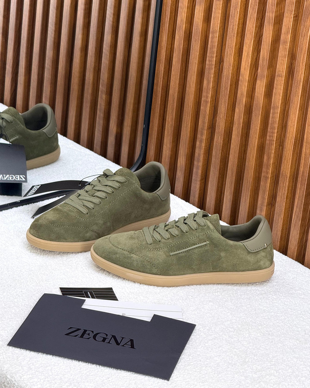 ZEGNA L’Asola Suede Sneakers (Olive Green)