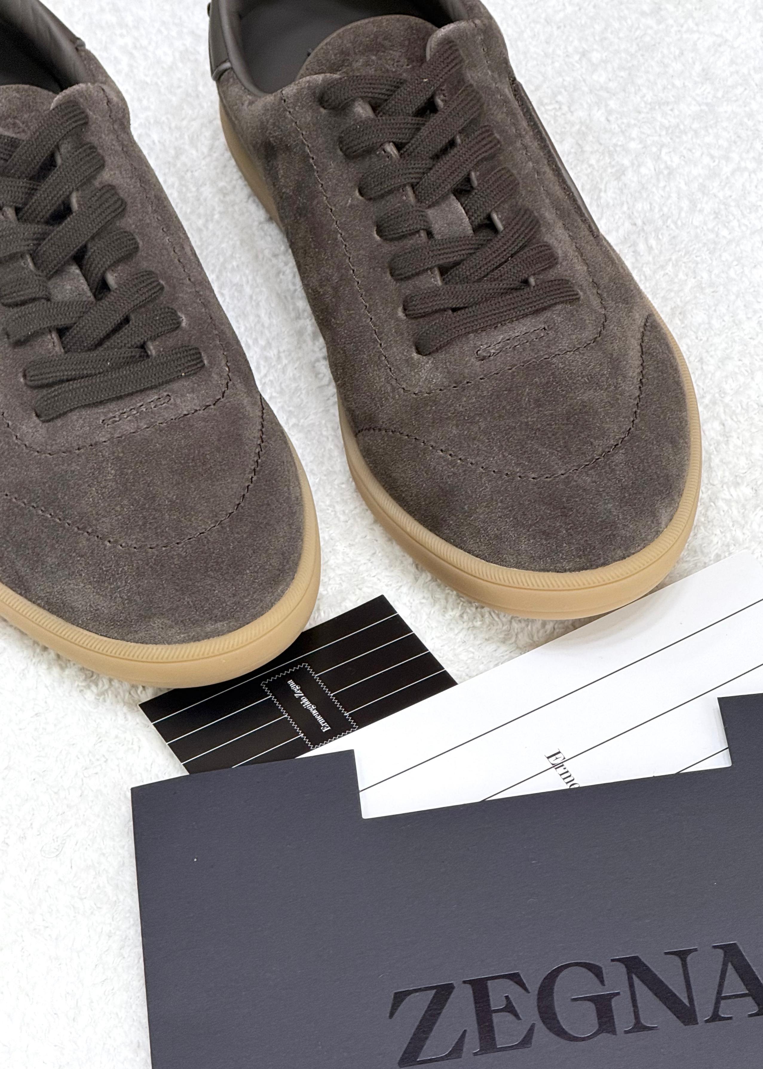 ZEGNA L’Asola Suede Sneakers (Charcoal Grey)