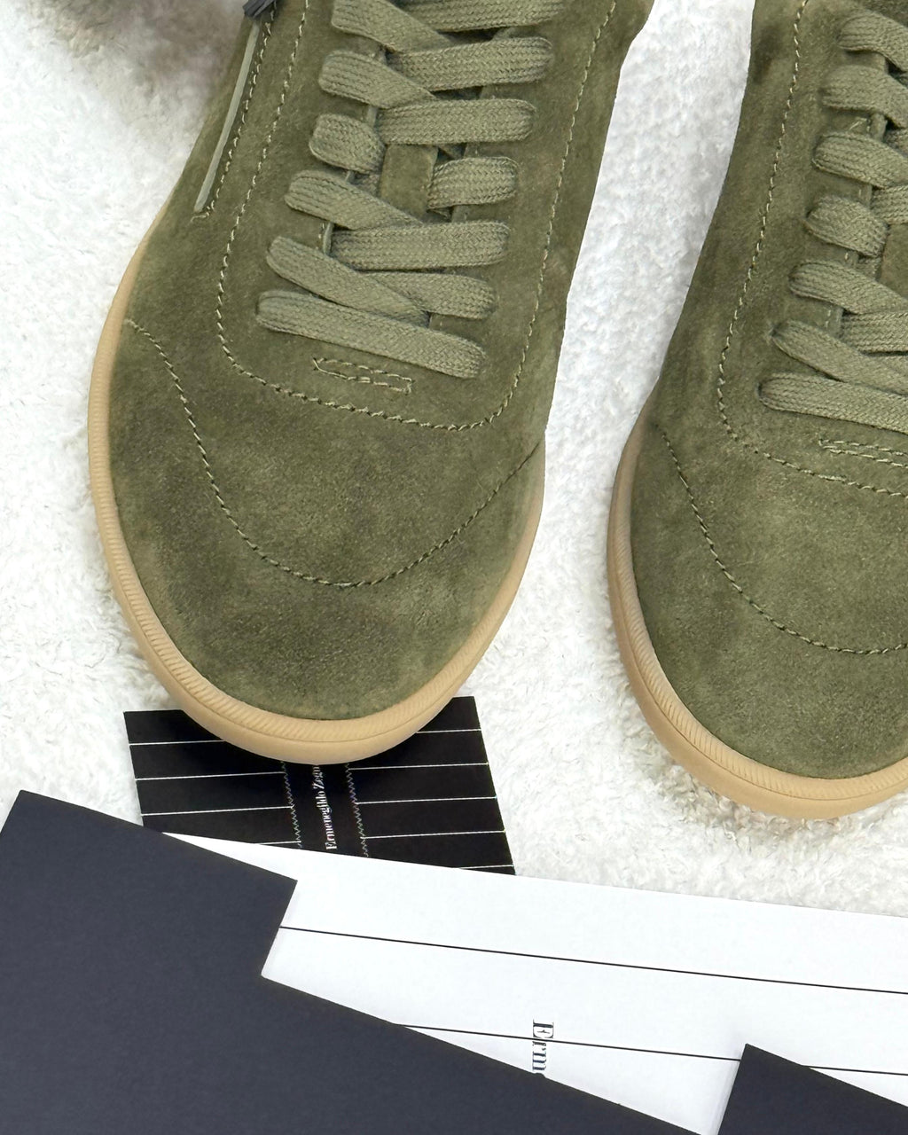 ZEGNA L’Asola Suede Sneakers (Olive Green)