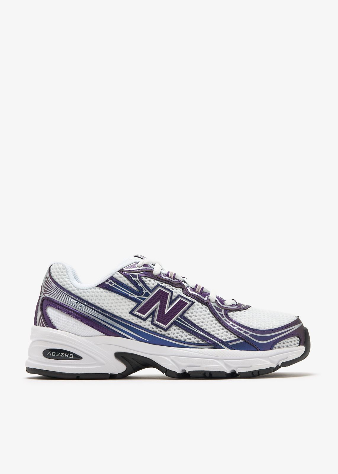 New Balance 740 (White with Purple and Metallic Silver)