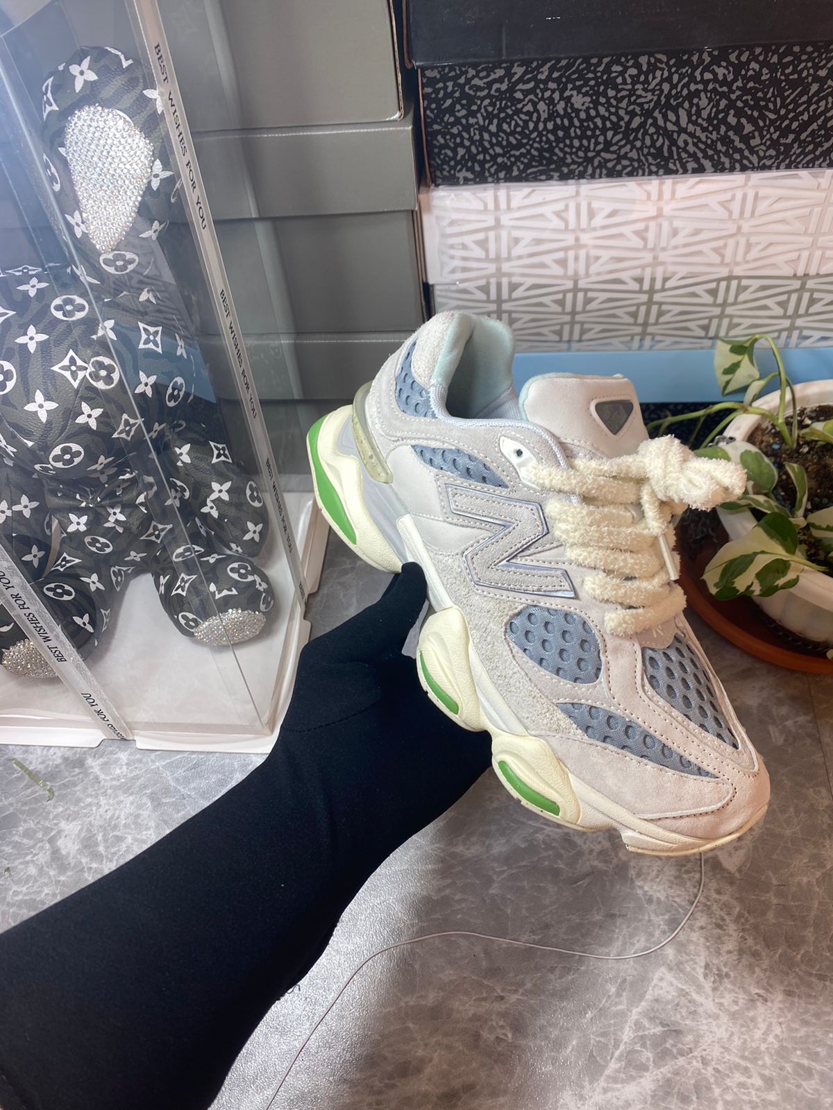 New Balance 9060 (Mushroom with Grey and Shamrock Green / Bricks & Wood Collaboration)