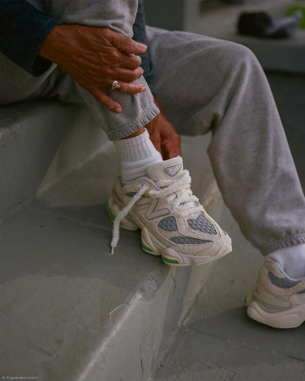 New Balance 9060 (Mushroom with Grey and Shamrock Green / Bricks & Wood Collaboration)