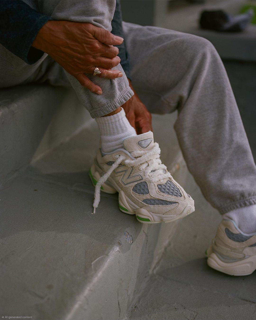 New Balance 9060 (Mushroom with Grey and Shamrock Green / Bricks & Wood Collaboration)