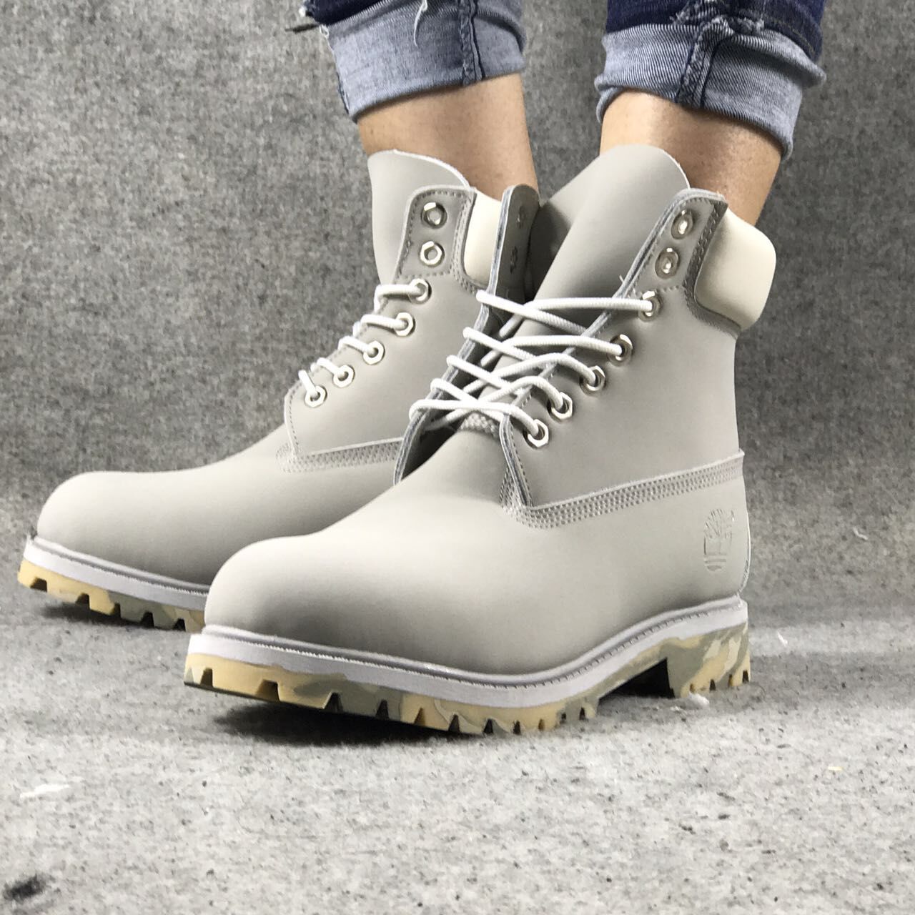 Timberland 6-Inch Premium Waterproof Boot (Light Grey / Off-White)
