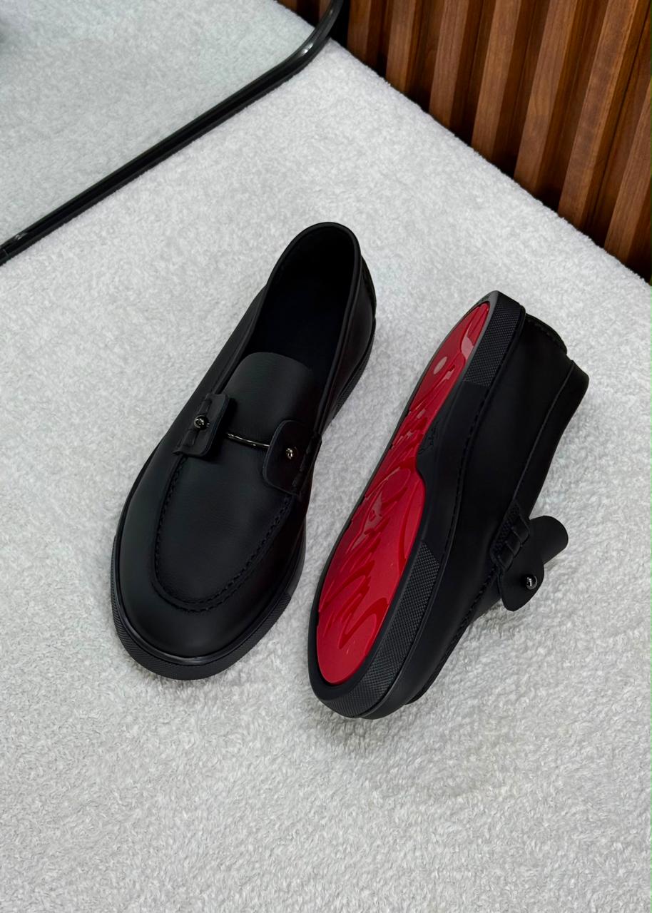 Christian Louboutin Chambelik Suede Slip-On Loafers (Black)