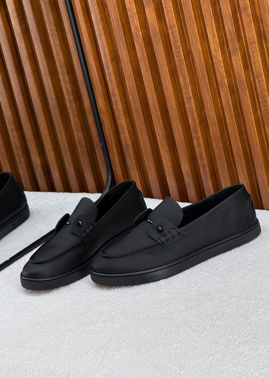 Christian Louboutin Chambelik Suede Slip-On Loafers (Black)