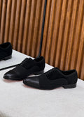 Christian Louboutin Greggo Mixed-Material Cap-Toe Oxfords (Black)