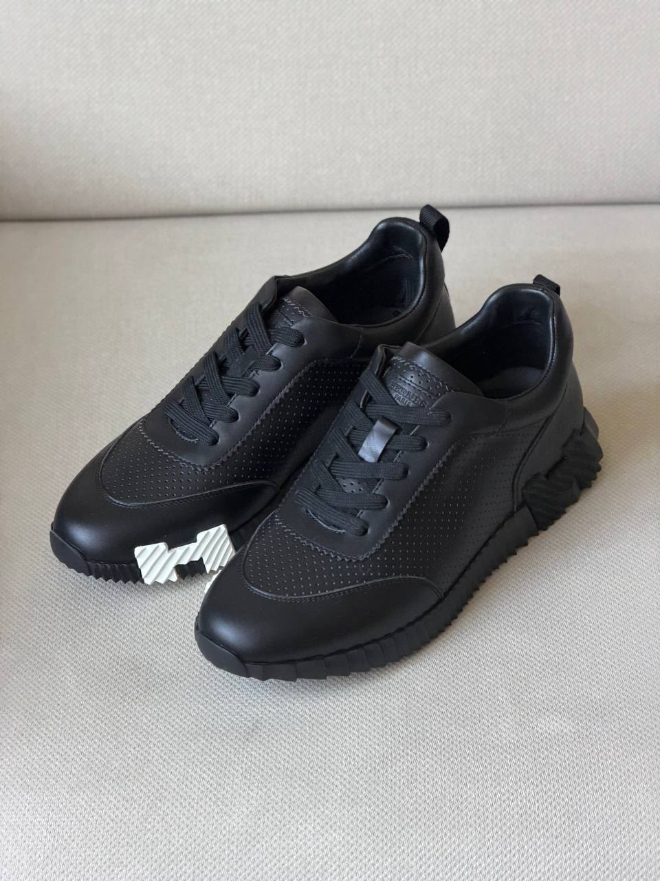 Hermès Bouncing Sneaker (Black Leather / Perforated)