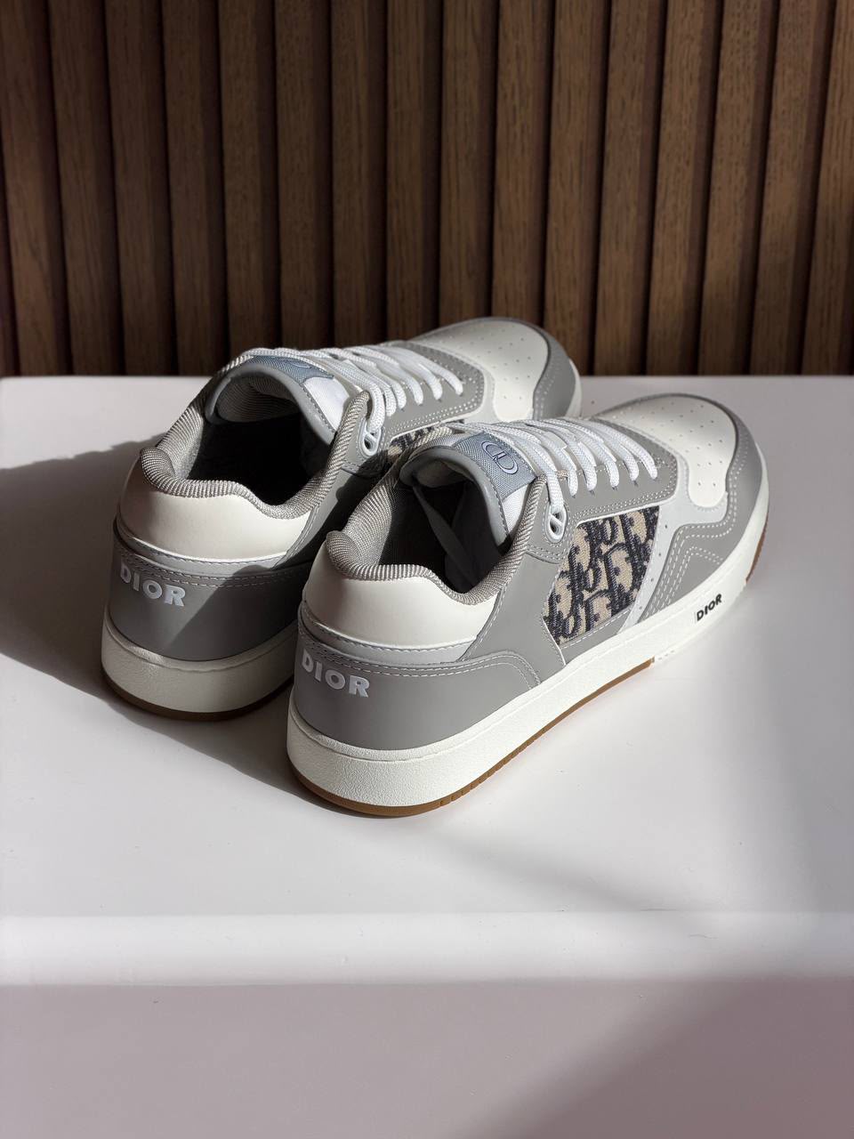 Dior B27 Low-Top Sneaker (Grey / White / Dior Oblique Jacquard)
