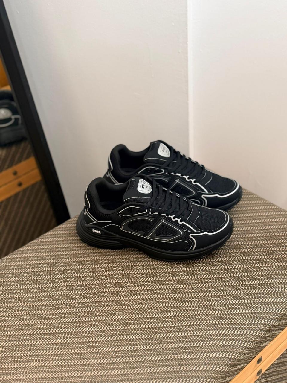 Dior B30 Sneaker (Black / Reflective White Trim)
